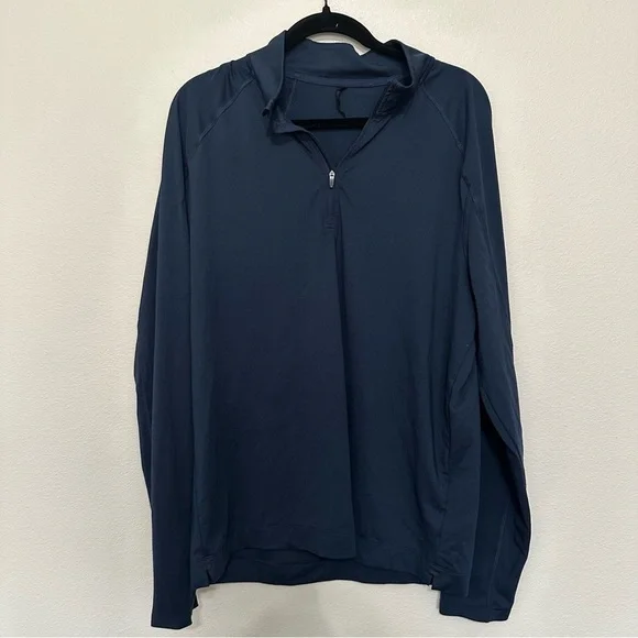 RHONE Shirts Rhone Mens Courtside Zip Navy Blue Pullover